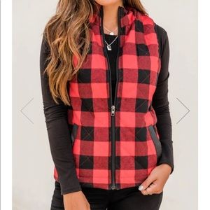 Buffalo Plaid Red Vest, small